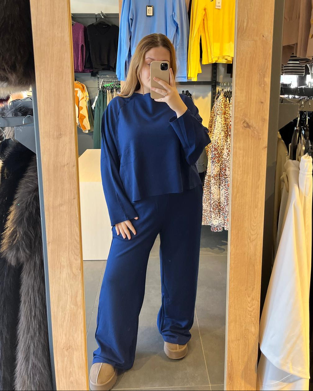 Lacivert Yarasa Kol Modal Kumaş İkili Takım