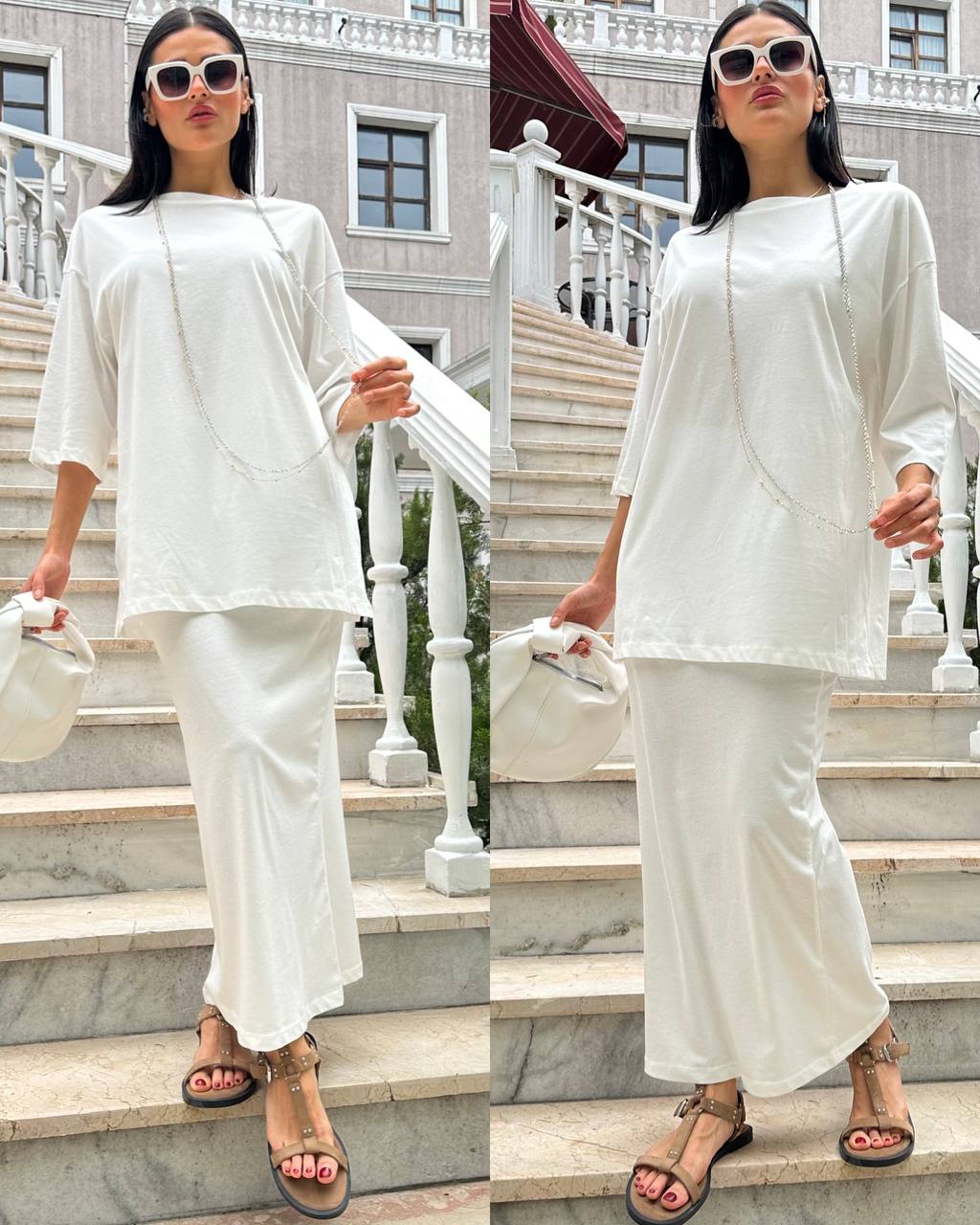 #beyaz #takım #modaltakım #minimalstil #kadınmoda #şıkkombin #trend #stil #yazlıkstil #kombin