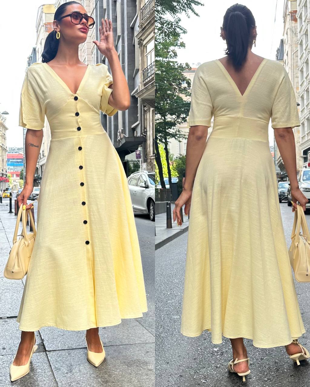 #sarı #keten #elbise #yazlıkstil #tatilkombini #kadınmoda #trend #stil #şıkkombin #yazmodası