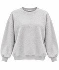 Gri Melanj 3 İplik Şardonlu Bisiklet Yaka Kadın Sweatshirt