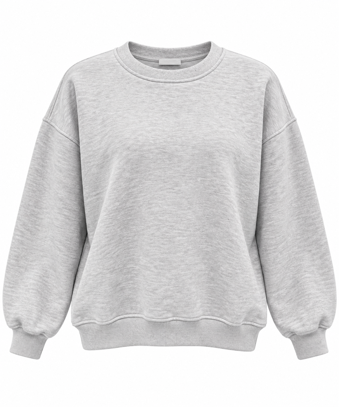 Gri Melanj 3 İplik Şardonlu Bisiklet Yaka Kadın Sweatshirt