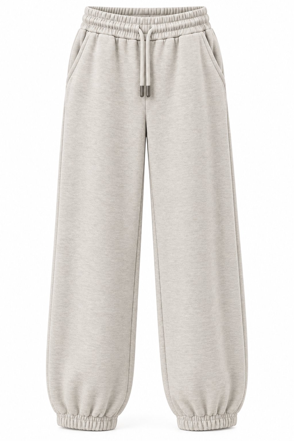 Grey Mélange Modal Fabric Cuffed Sweatpants
