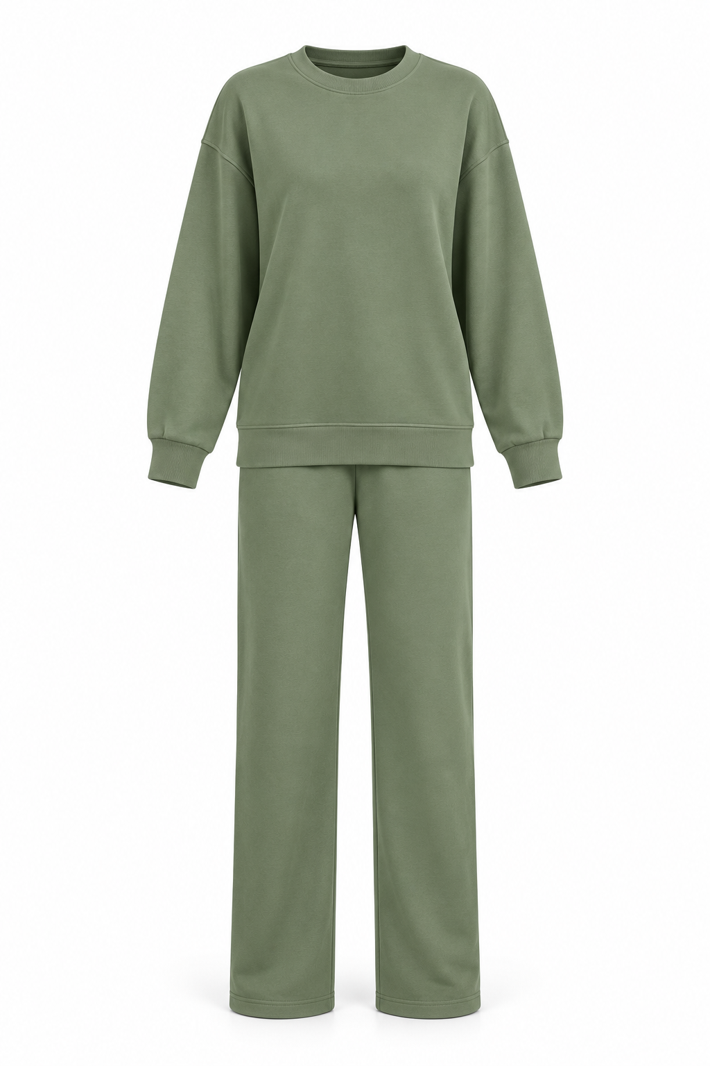 Bisiklet Yaka Sweatshirt ve Düz Paça Pantolon Kadın İkili Takım