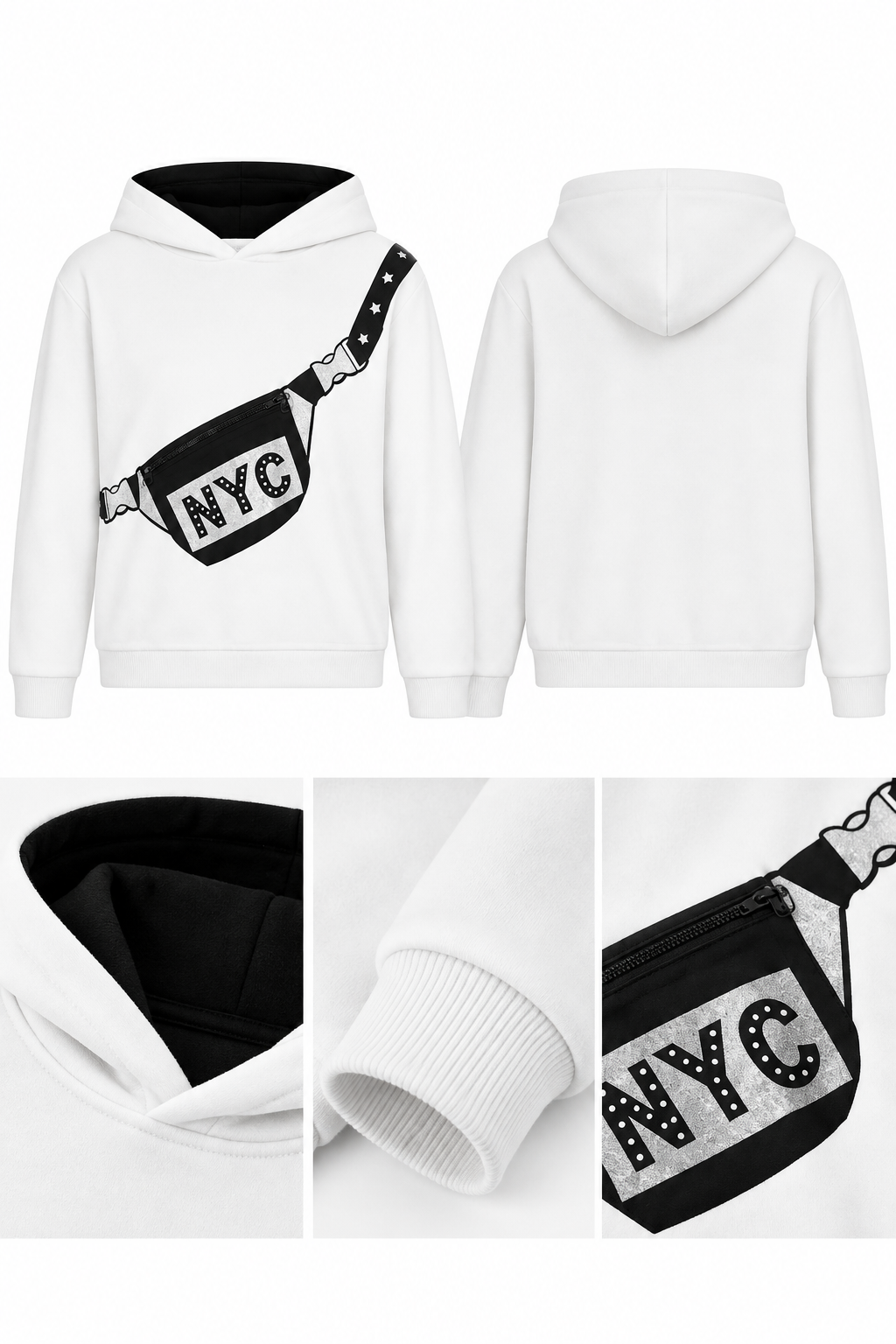 Kız Çocuk NYC Çanta Detaylı Kapüşonlu Sweatshirt