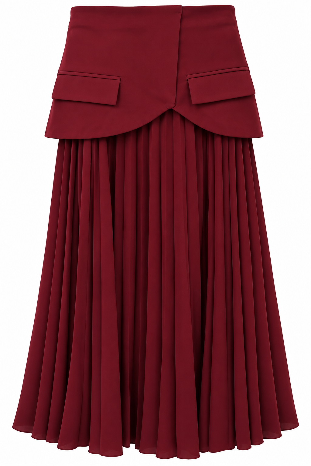 Bordo Blazer Bel Detaylı Piliseli Kadın Etek