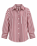 Burgundy Seasonal Women's Shirt with Line Details