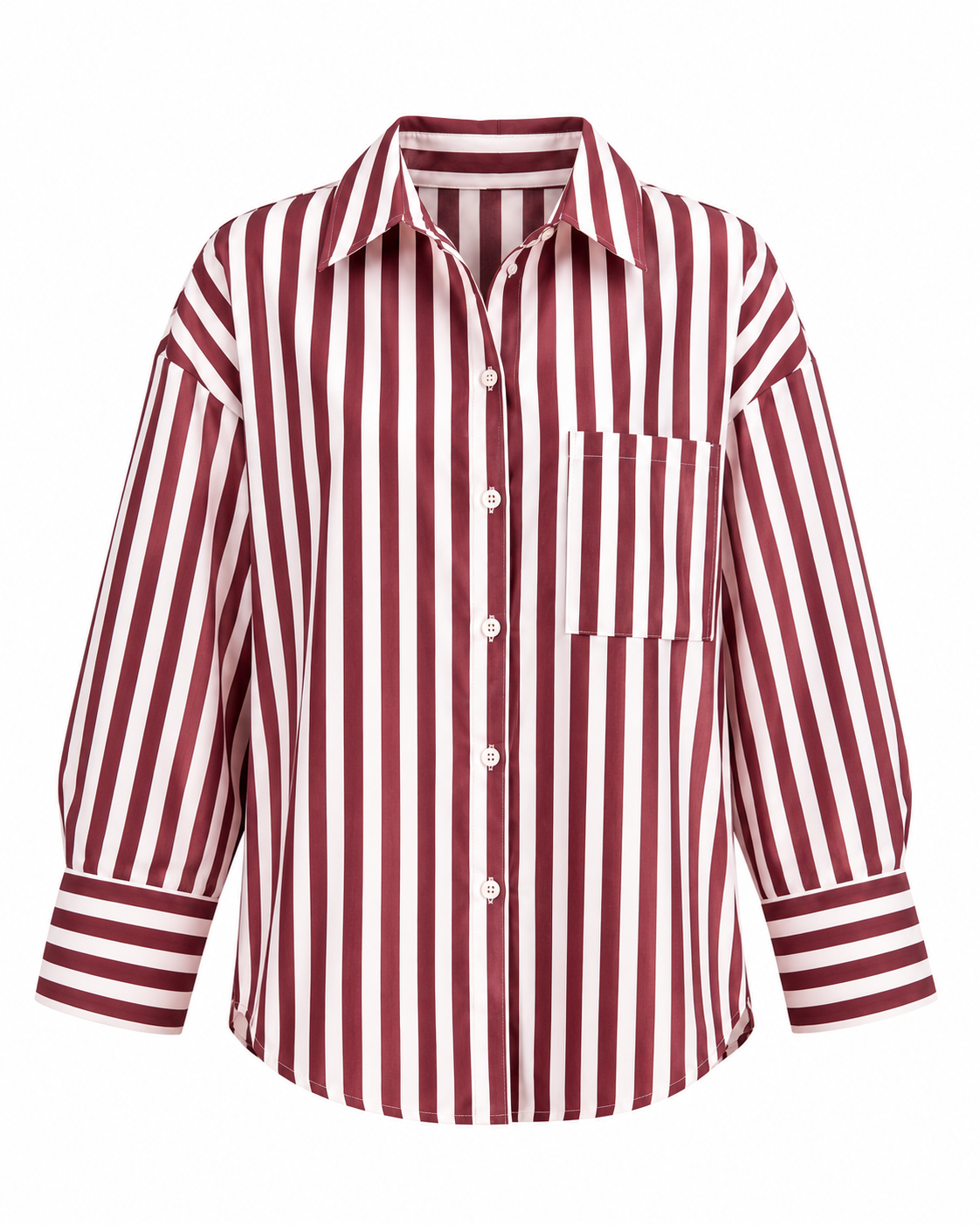 Burgundy Seasonal Women's Shirt with Line Details