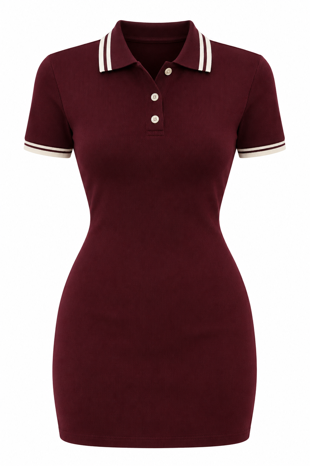 Burgundy Collared Women's Dress