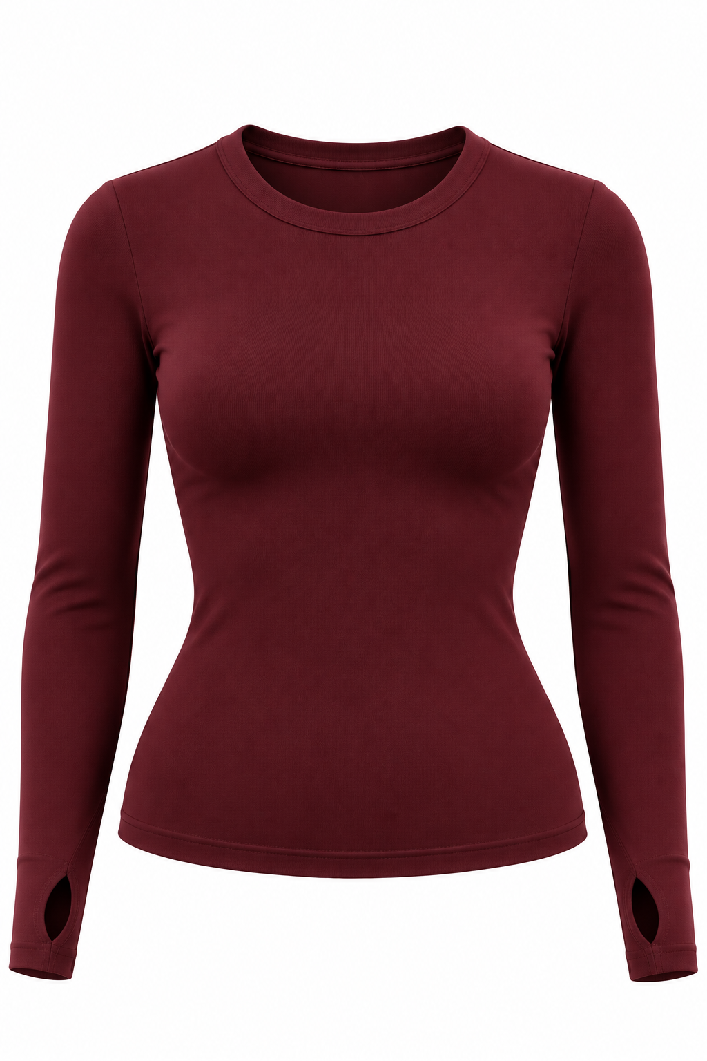 Burgundy Loop-Through Crew Neck Women's Bodysuit