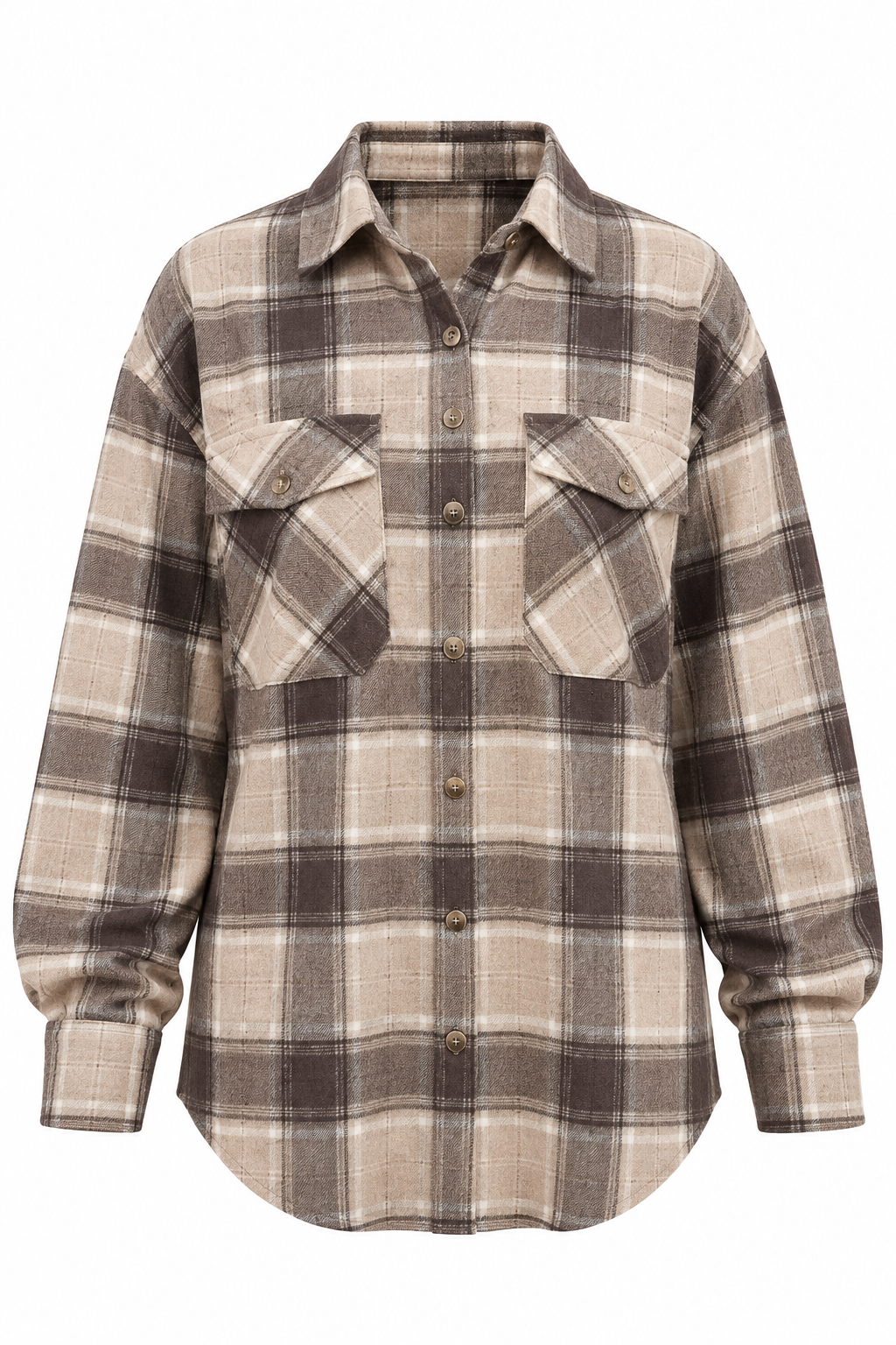 Brown Plaid Detailed Women's Shirt