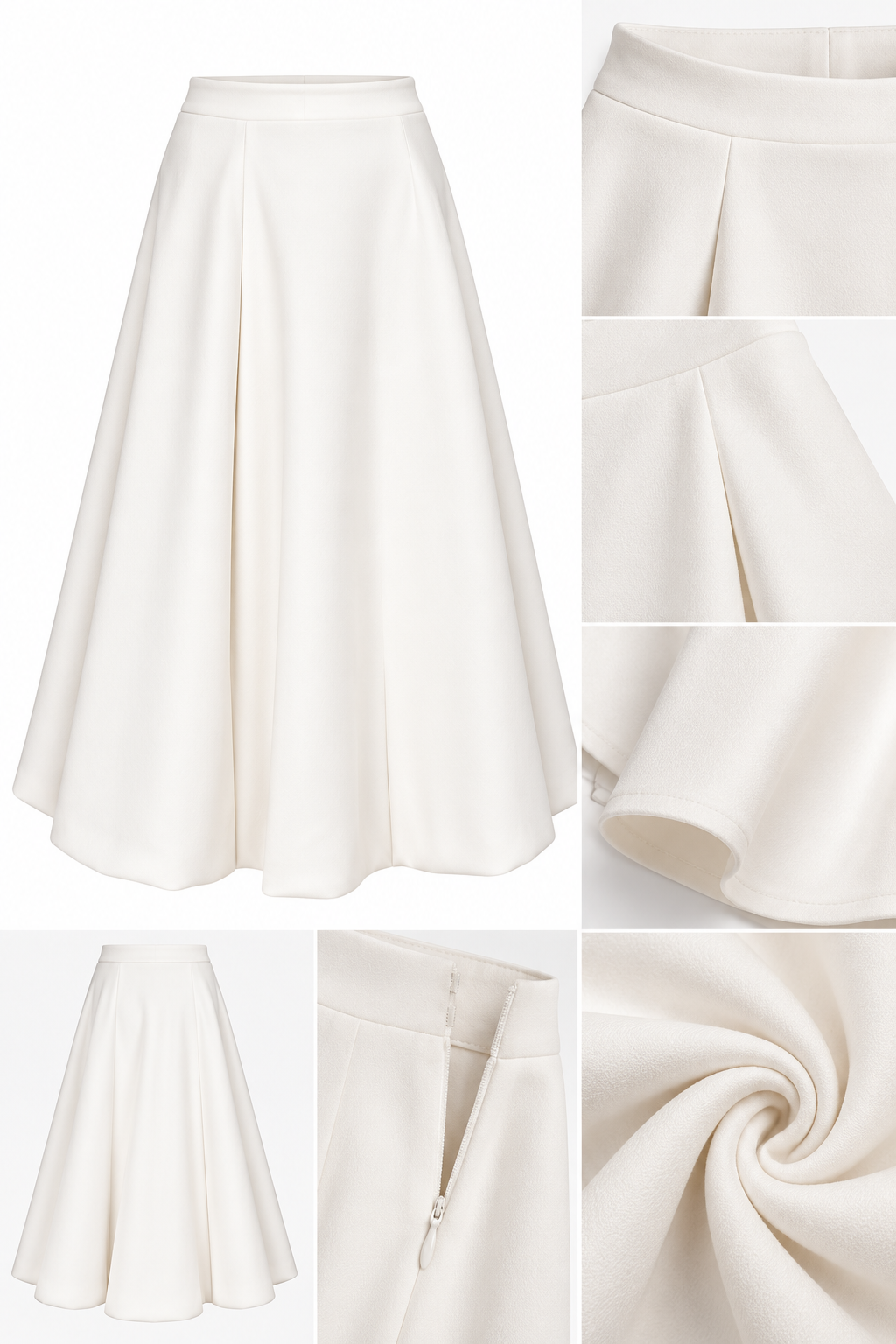 Cache Cream-Colored Lined Balloon Skirt