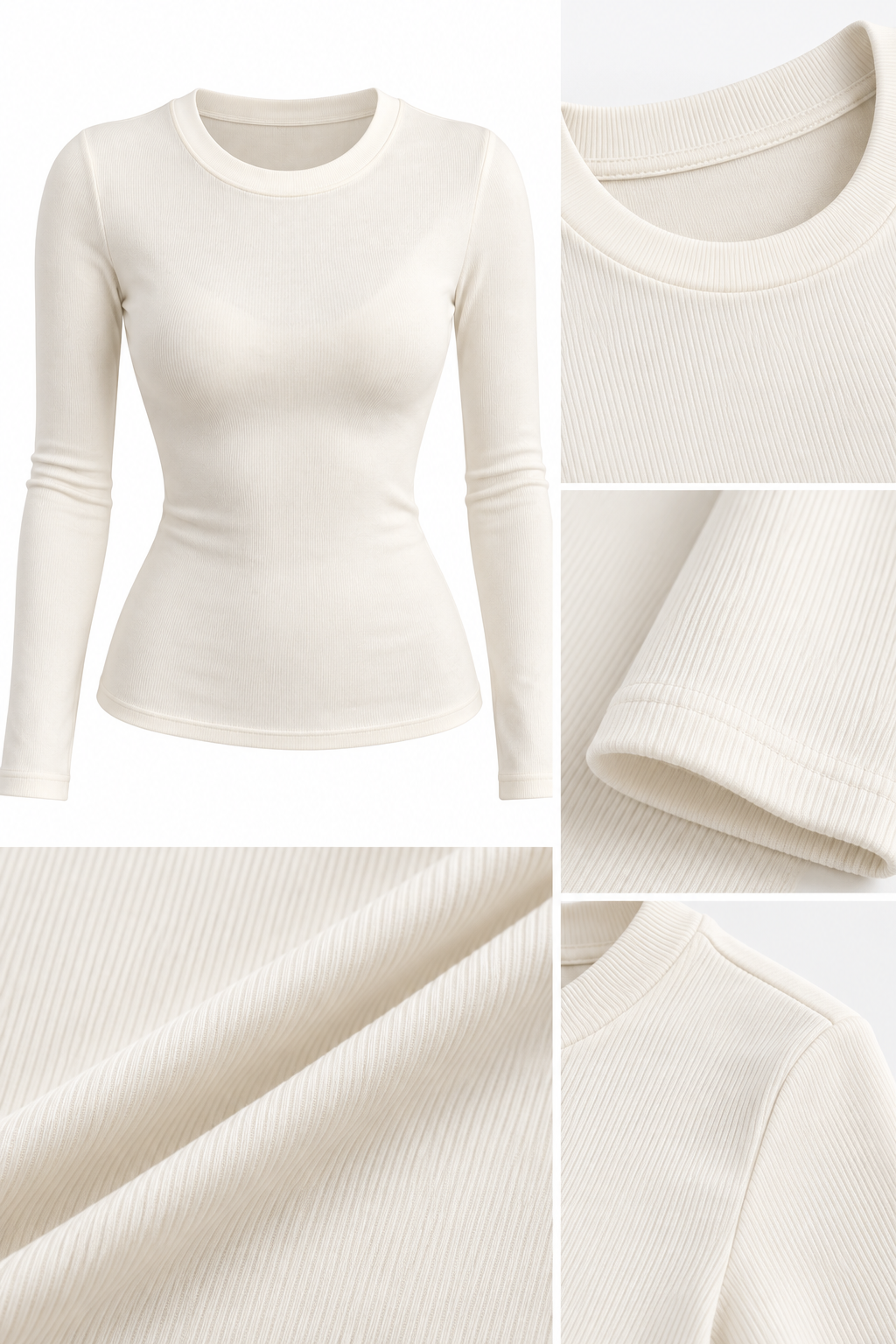 White Finger-Loop Crew Neck Women's Bodysuit