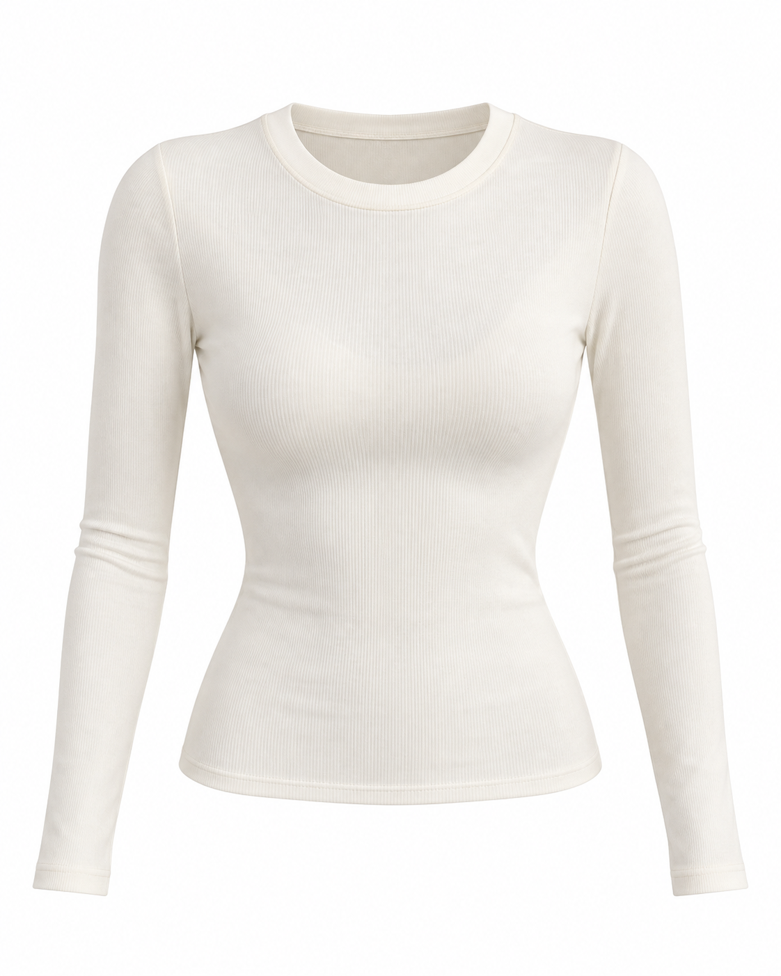 White Finger-Loop Crew Neck Women's Bodysuit