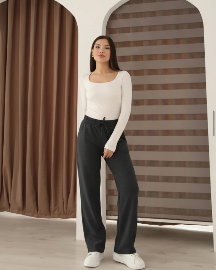 Grey Modal Fabric Palazzo Trousers