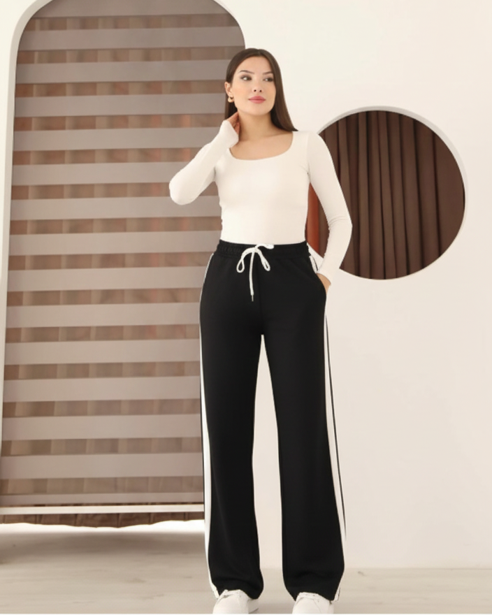 Women's Black Garnished Modal Fabric Sweatpants