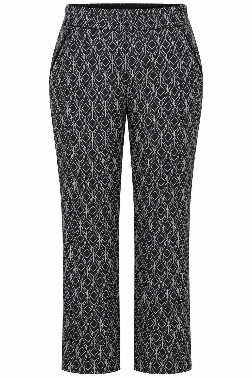 Siyah Geometrik Desenli Kadın Pantolon