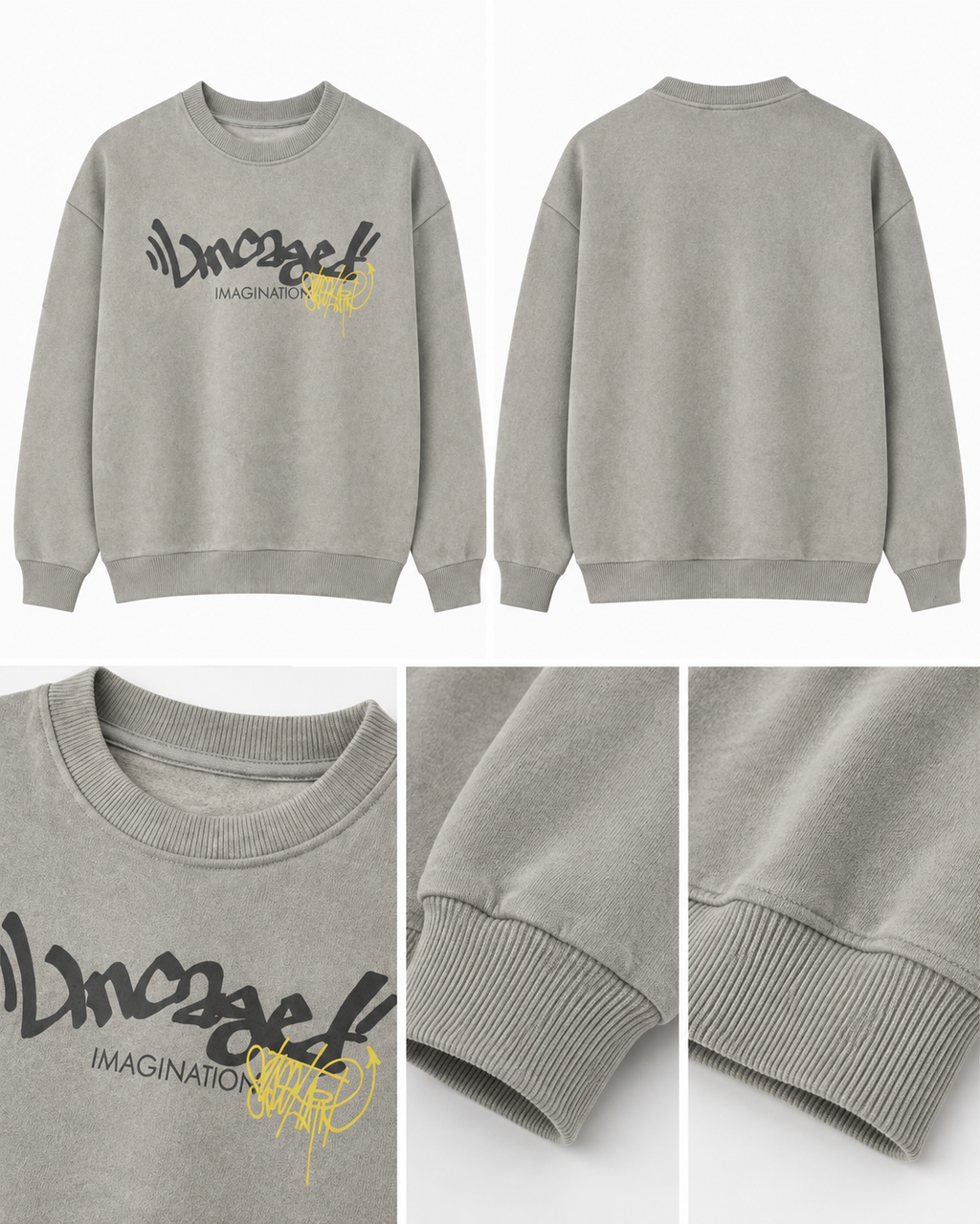 Çocuk Gri Baskılı Bisiklet Yaka Sweatshirt