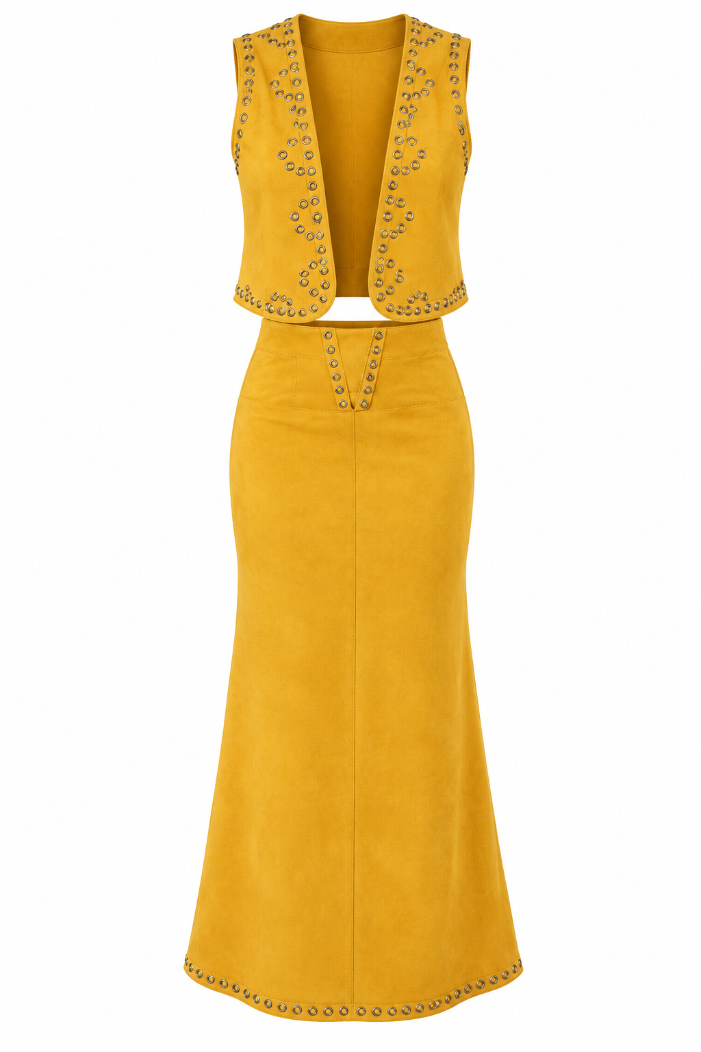 Studded Suede Skirt Set