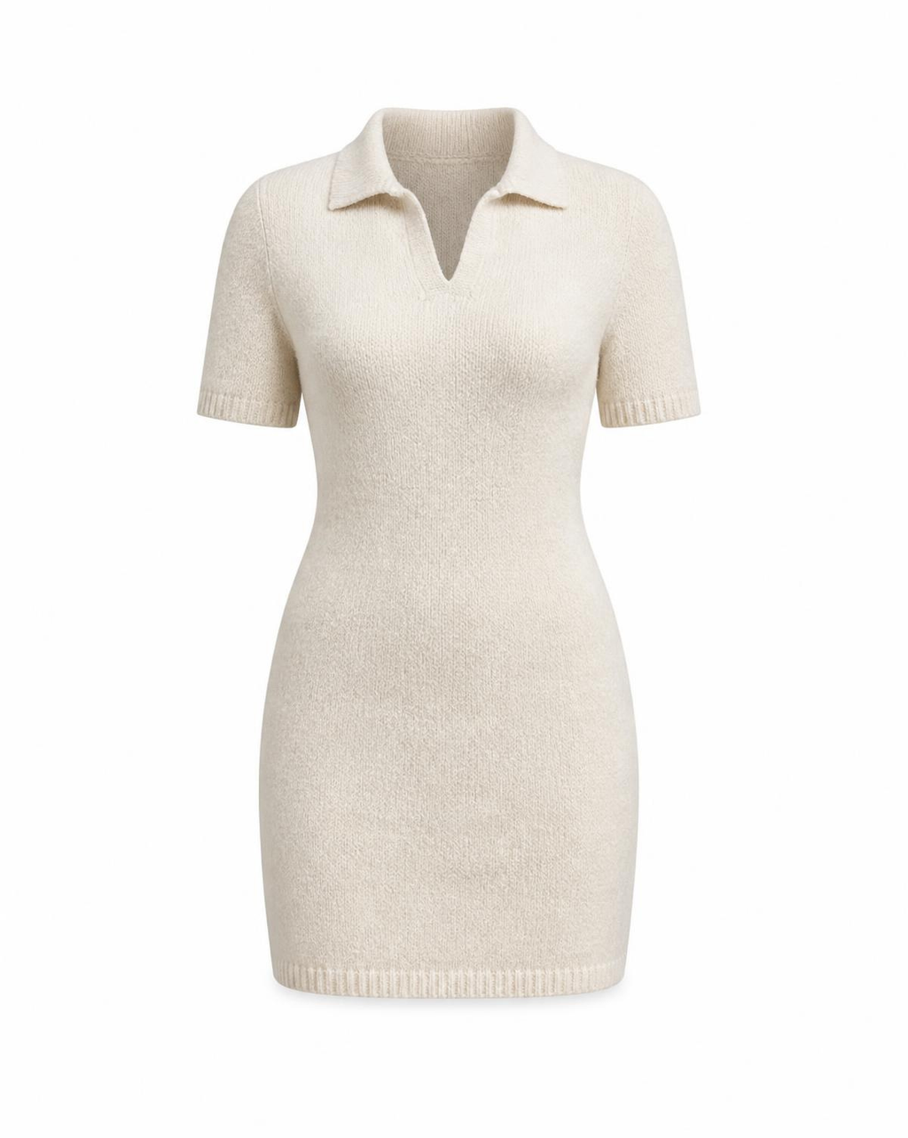 Beige Yumoş Short-Sleeve Knit Dress