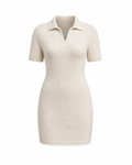 Beige Yumoş Short-Sleeve Knit Dress