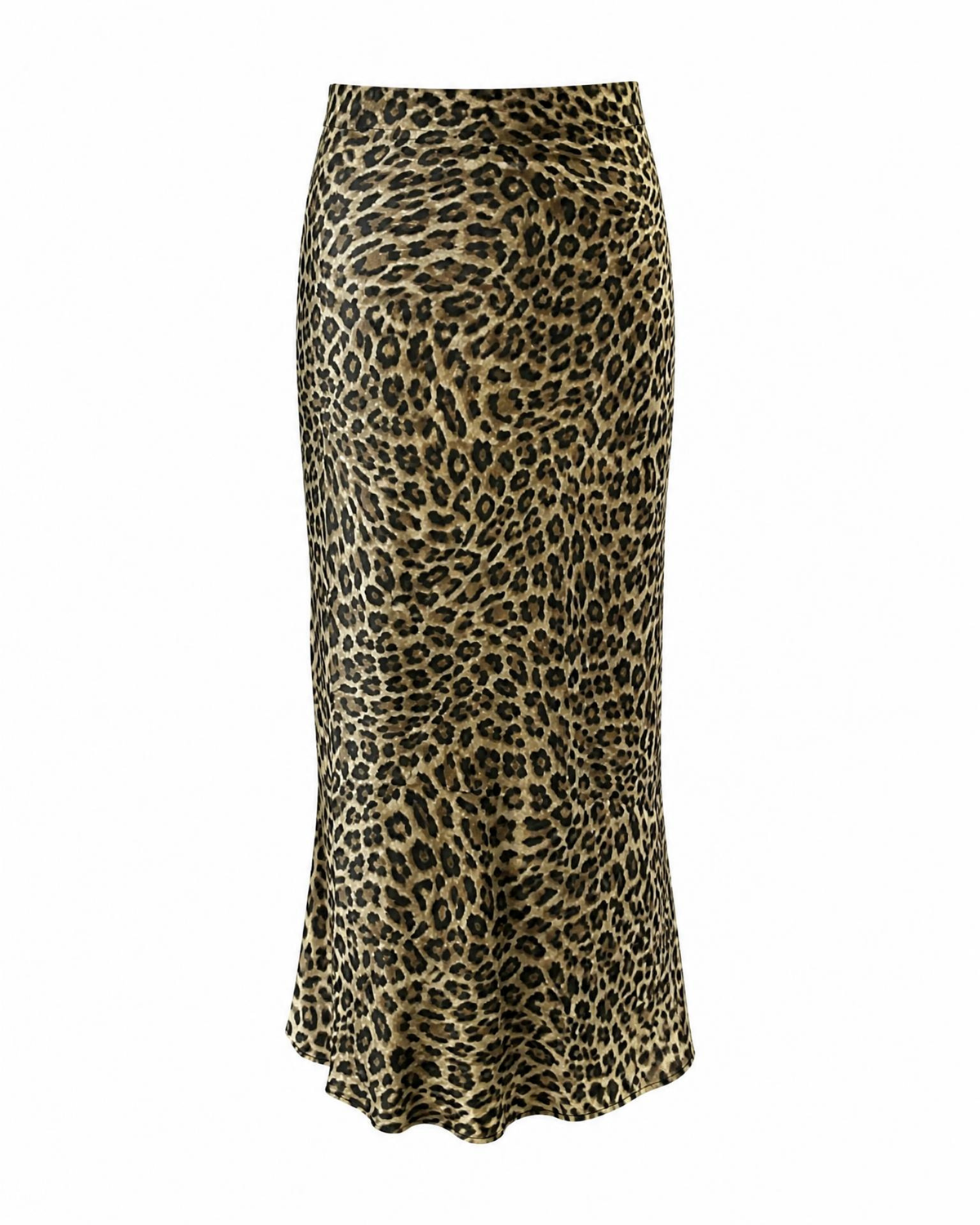 Women's Leopard Print Satin Skirt with Elasticated Waist