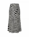 Beli Lastikli Zebra Desenli Saten Kadın Etek