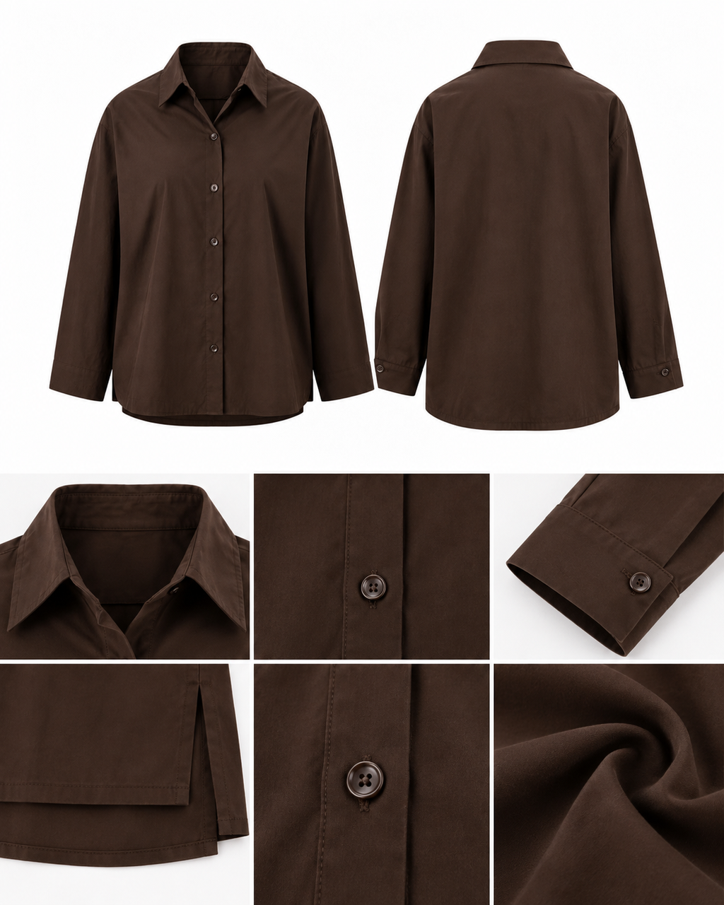 Acı Kahve Poplin Kumaş Oversize Kadın Gömlek
