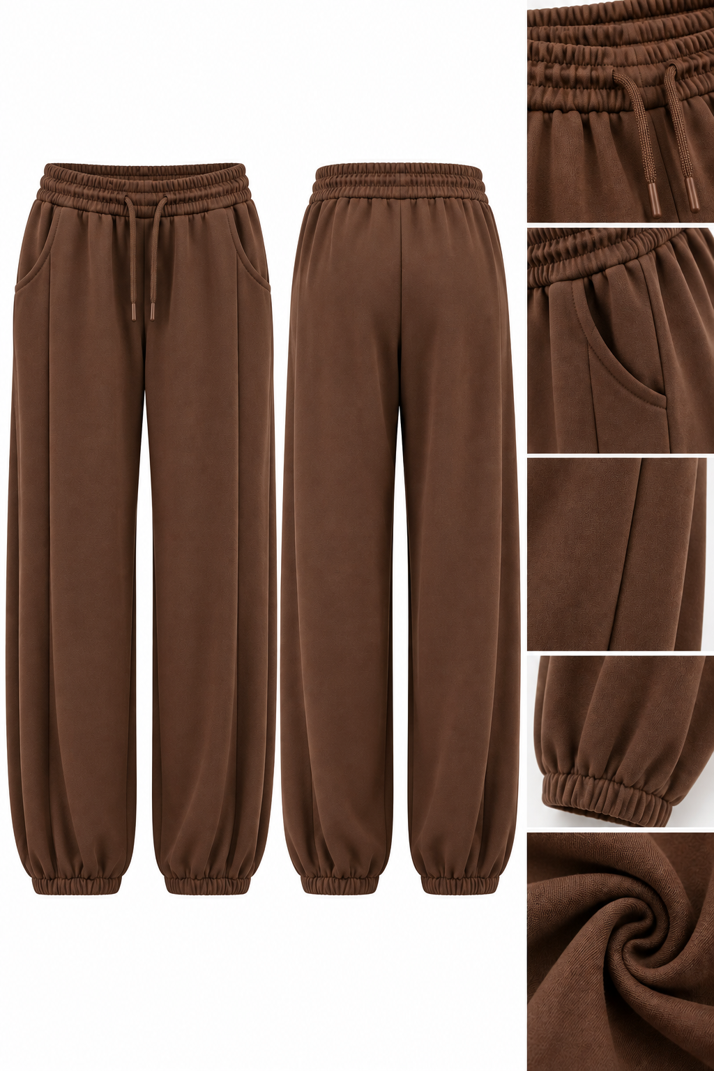 Brown Modal Fabric Cuffed Sweatpants