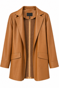 Taba Deri Uzun Blazer Ceket