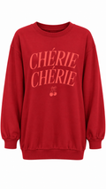 Kırmızı Chérie Baskılı Uzun Sweatshirt