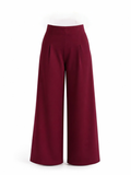 Bordo Modal Kumaş Pileli Kadın Pantolon