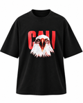 Yüksek Gramajlı Siyah Kartal Baskı Detaylı Extra Oversize Unisex T-Shirt