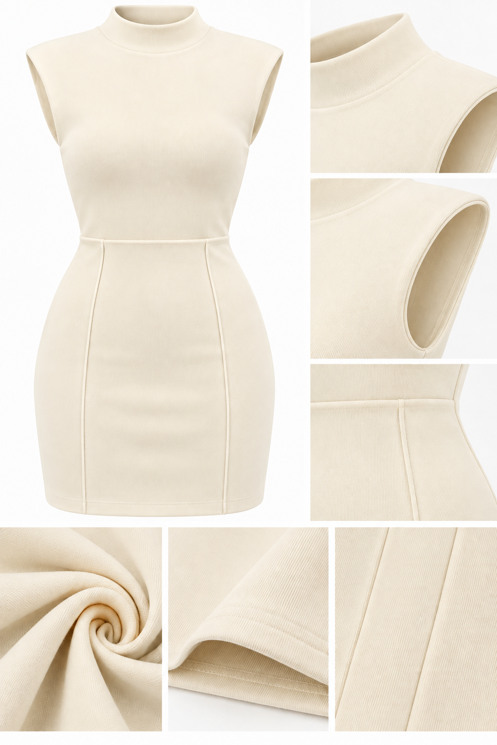 Steel Mesh Knit Cream Women's Dress