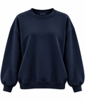Lacivert 3 İplik Şardonlu Bisiklet Yaka Kadın Sweatshirt