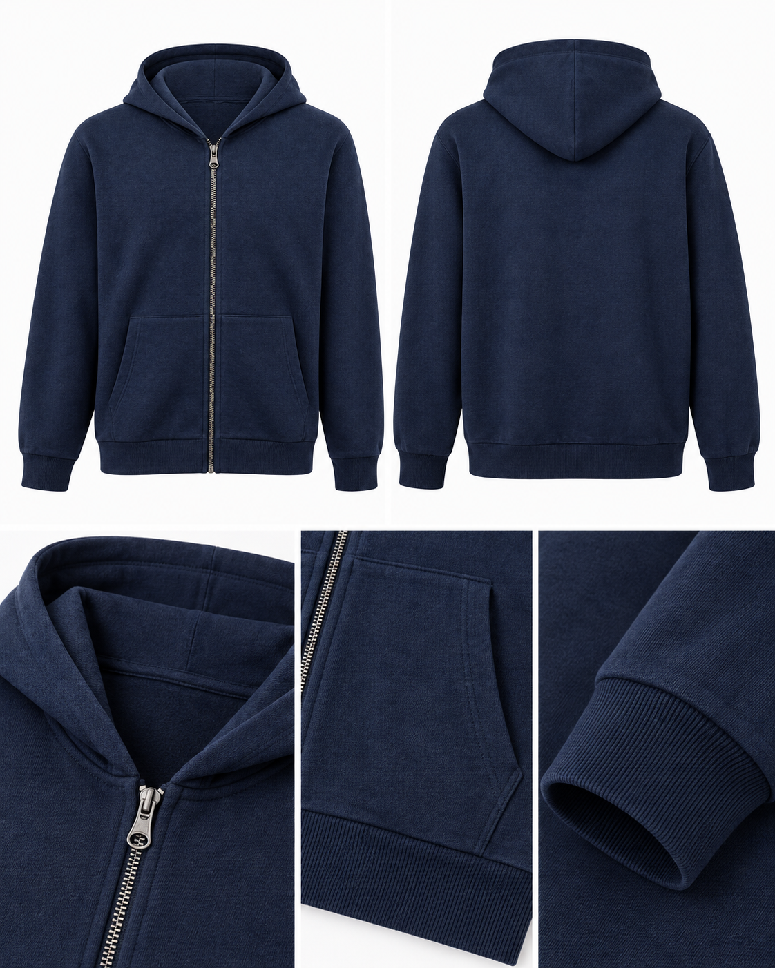 Çocuk Lacivert Kapüşonlu Fermuarlı Sweatshirt