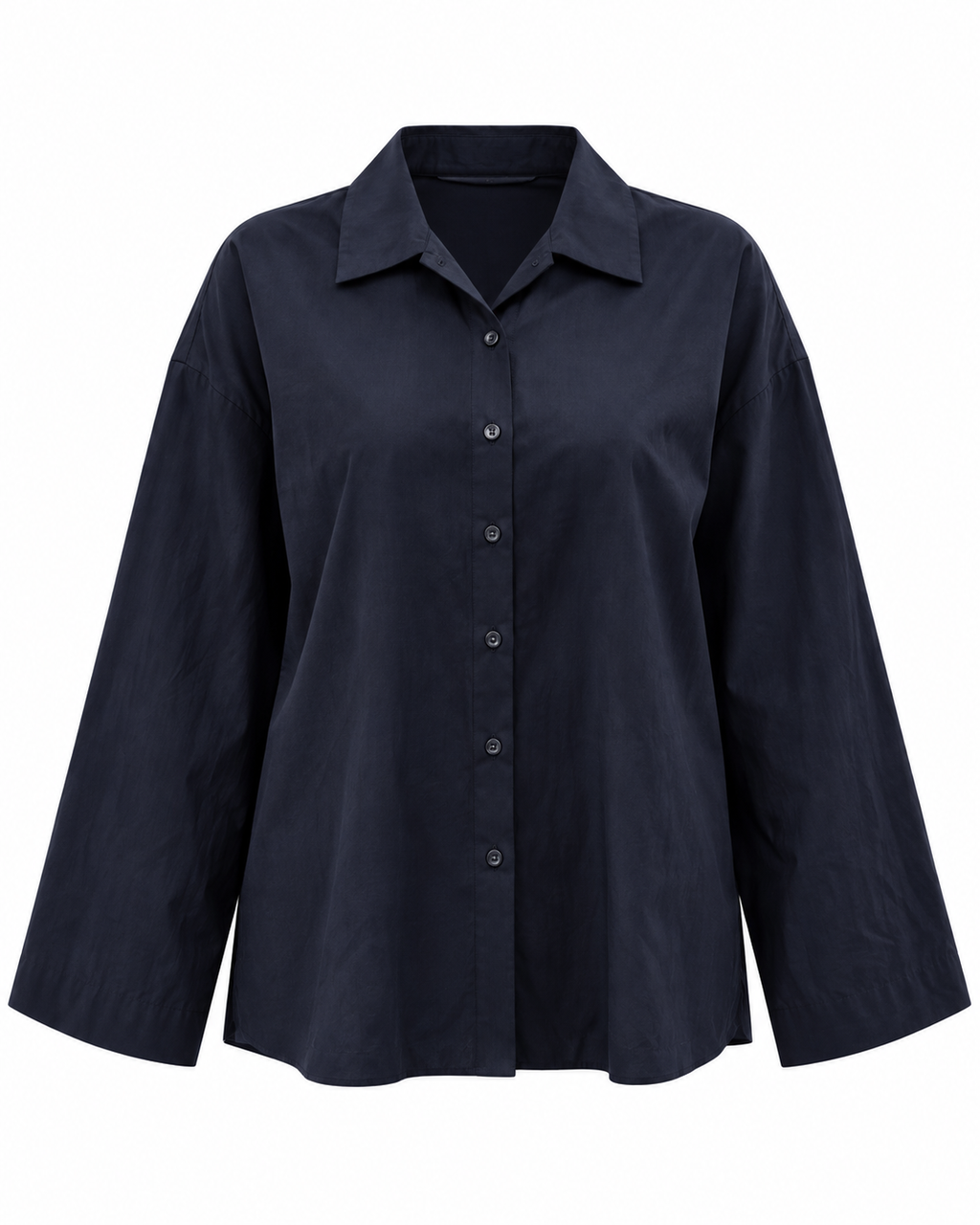 Lacivert Poplin Kumaş Oversize Kadın Gömlek
