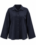 Lacivert Poplin Kumaş Oversize Kadın Gömlek
