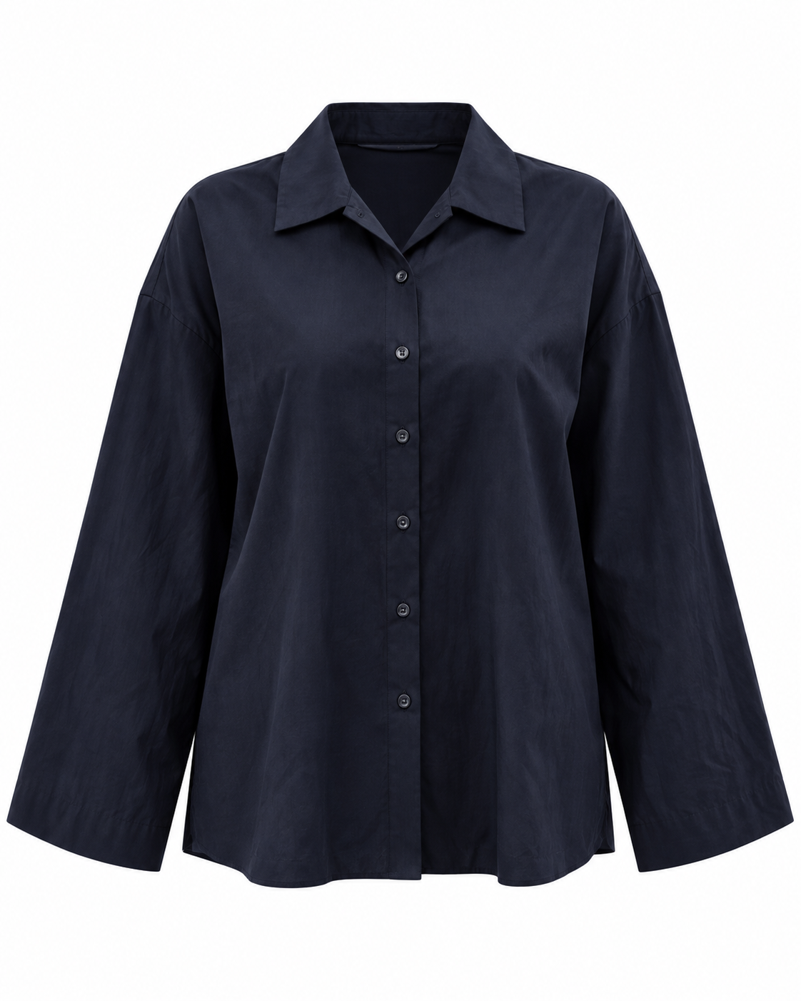 Lacivert Poplin Kumaş Oversize Kadın Gömlek