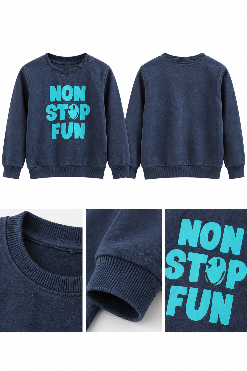Erkek Çocuk Non Stop Fun Baskılı Lacivert Sweatshirt