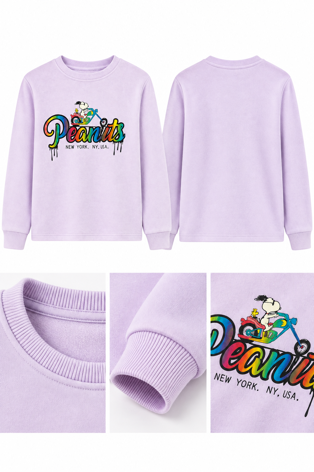 Kız Çocuk Peanuts Baskılı Lila Sweatshirt