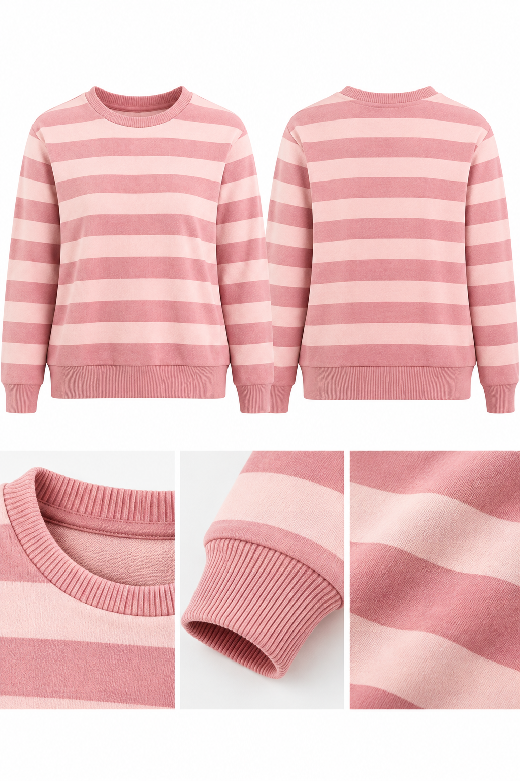 Pembe Çizgili Kız Çocuk Sweatshirt