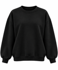 Siyah 3 İplik Şardonlu Bisiklet Yaka Kadın Sweatshirt