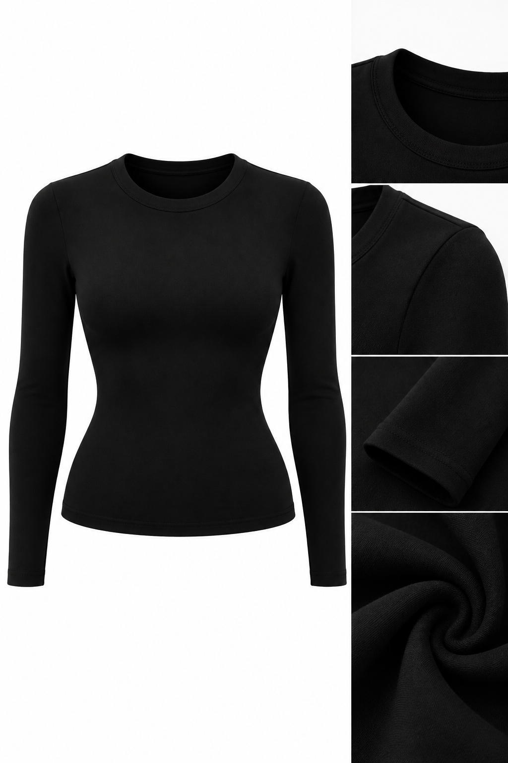 Black Finger-Loop High-Neck Women's Bodysuit