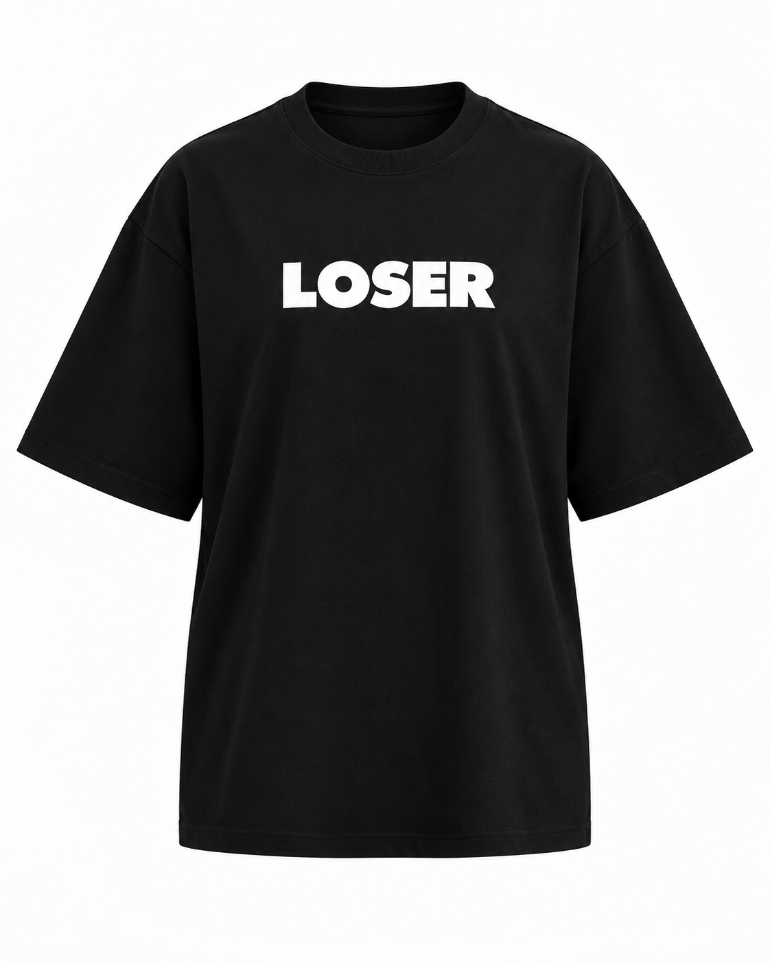 Heavyweight Black Embroidered Detail Extra Oversize Unisex T-Shirt