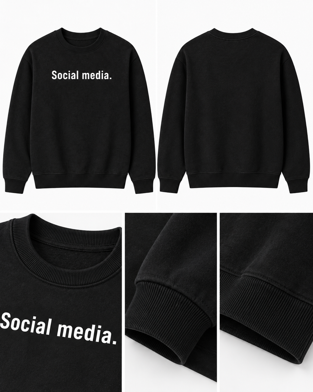 Çocuk Social Media Yazılı Siyah Sweatshirt