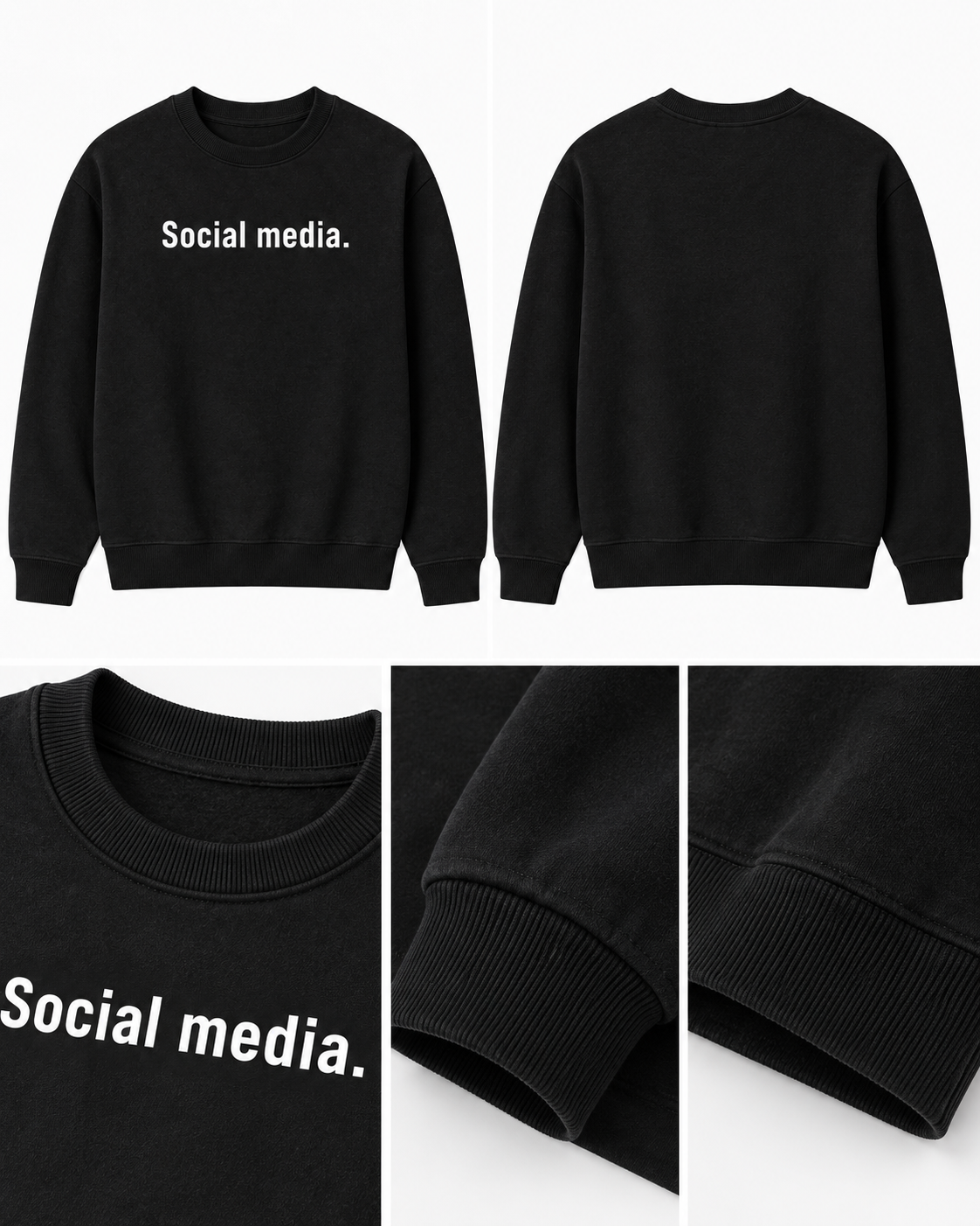 Çocuk Social Media Yazılı Siyah Sweatshirt
