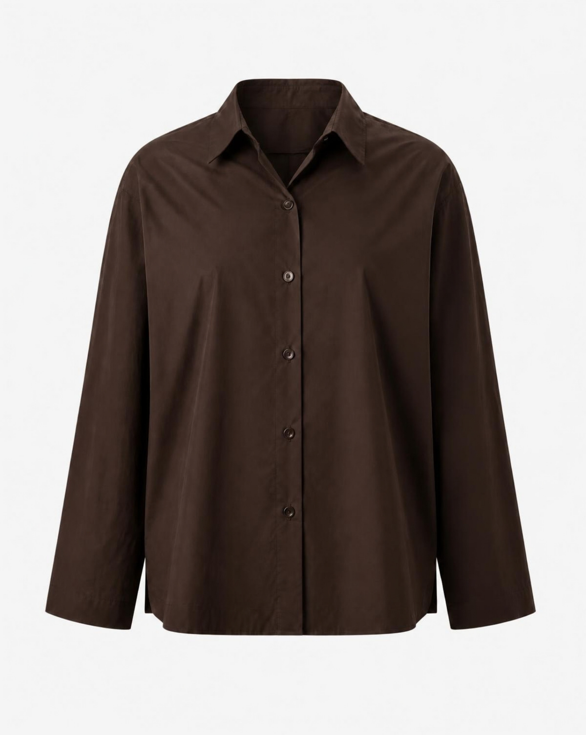 Bitter Coffee Poplin Fabric Oversize Women's Shirt