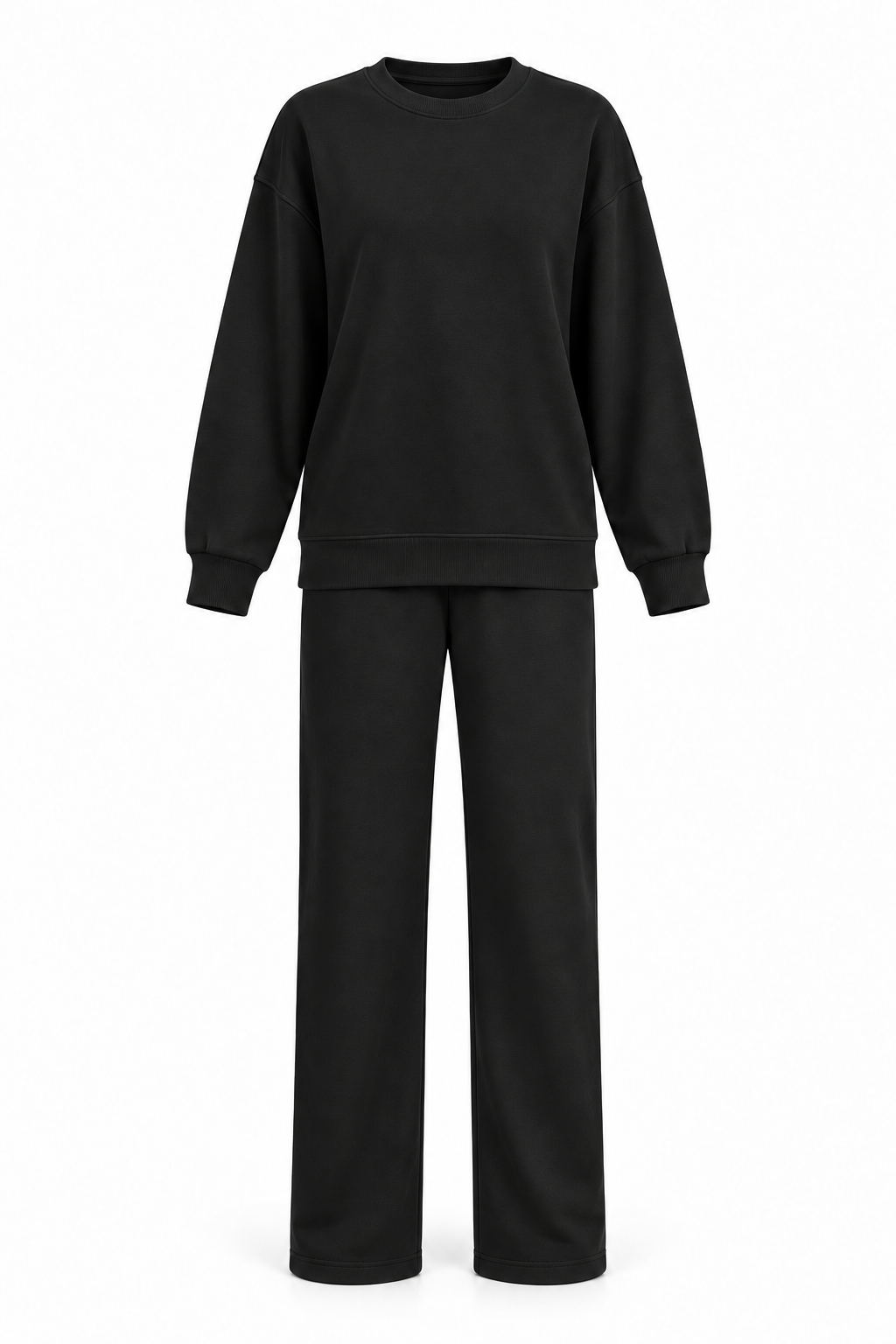 Bisiklet Yaka Sweatshirt ve Düz Paça Pantolon Kadın İkili Takım