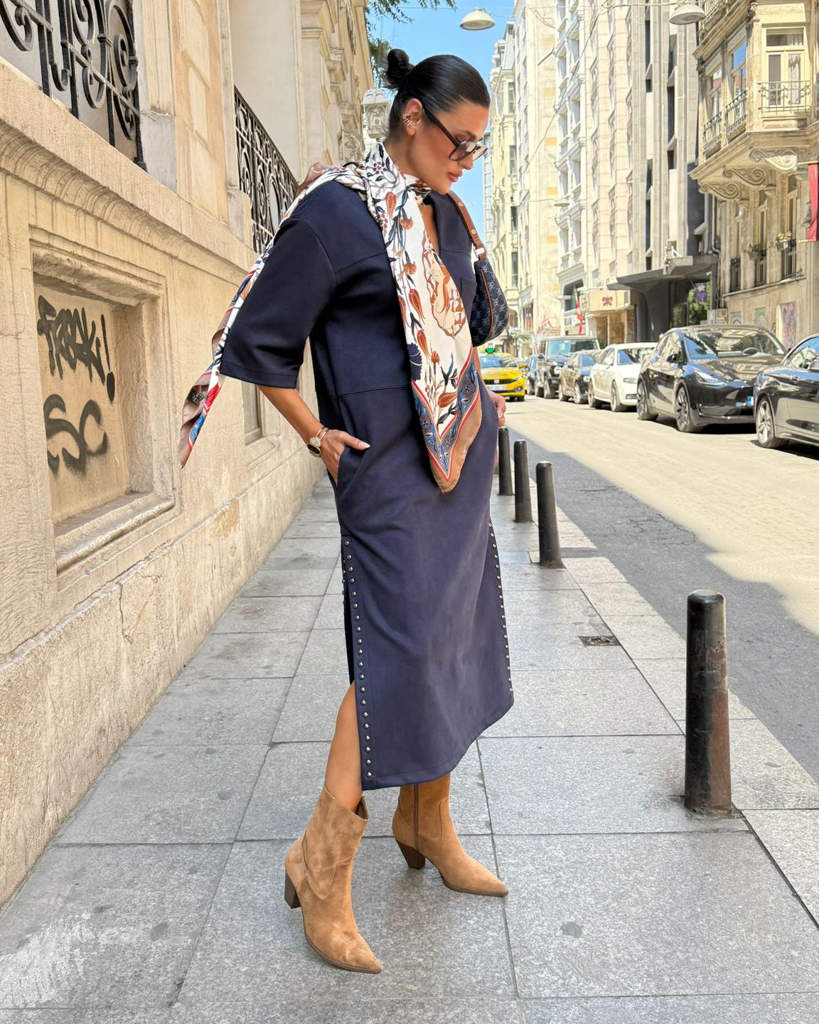 Navy Suede Dress