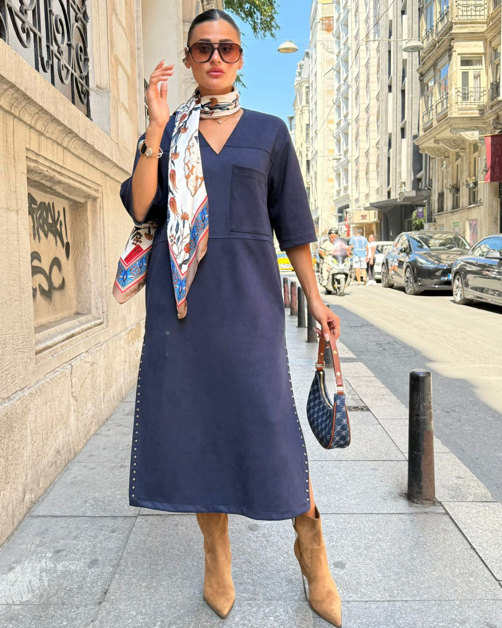 Navy Suede Dress